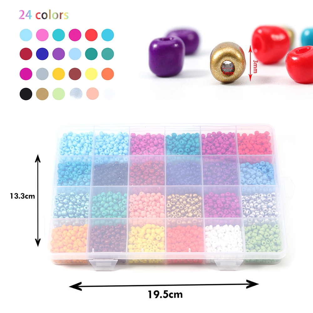 Petites perles Miyuki en verre, graines en verre, matériel de bijouterie pour fabrication de colliers, de bracelets et de bijoux, 24000 pièces/boîte, 24 couleurs