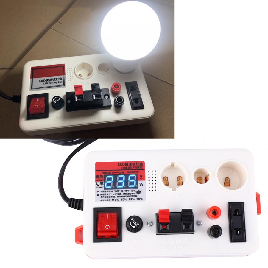 LED Fast Lamp Tester LED Light Lamp Voltage Power Tester Checkerboard 220V EU Plug Lamp Test Box with display