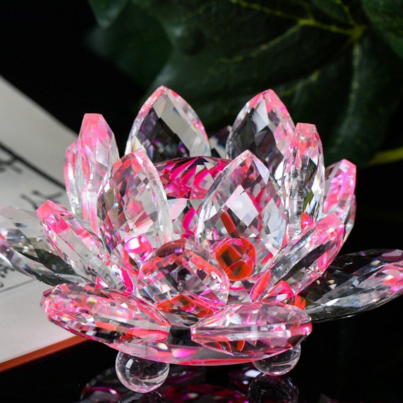 60mm cuarzo artesanía de cristal con de flor de loto vidrio pisapapeles Fengshui adornos figuras hogar boda decoración Souvenir