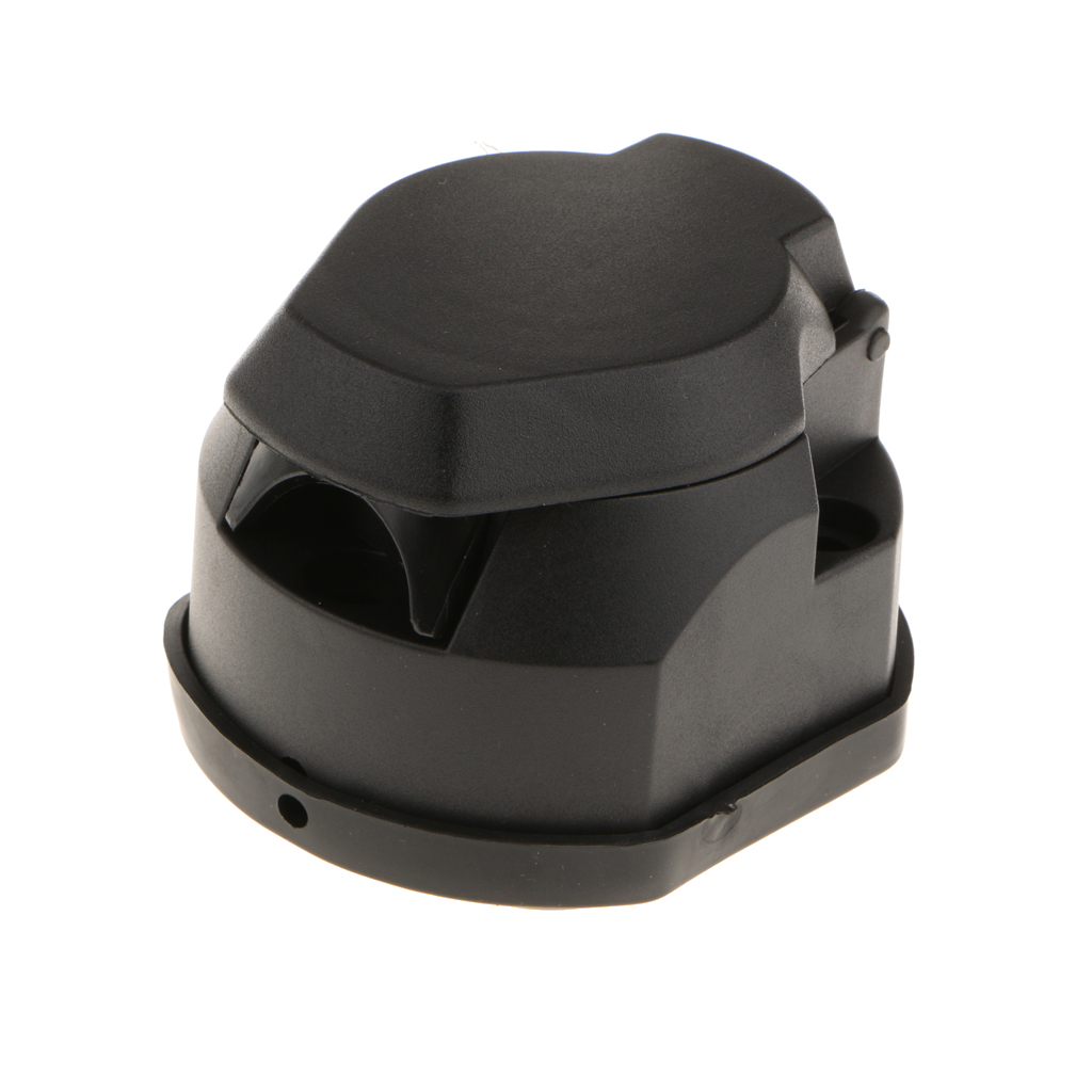 7Pin 12V Trailer Towbar Plug Adapter Connector With Cover Black