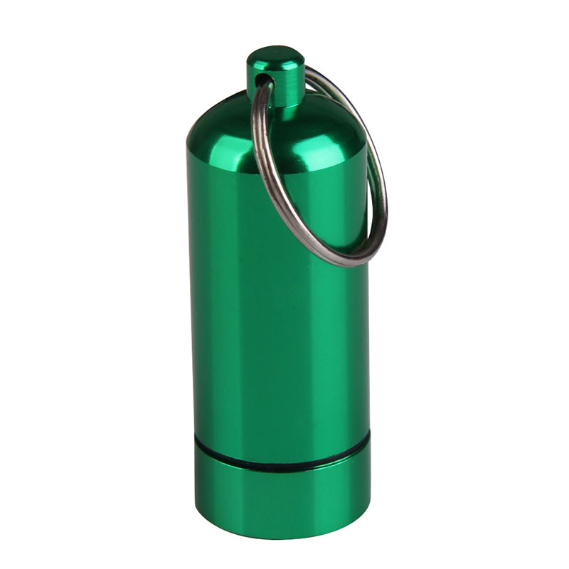 Aluminium Legering Kan Fles Draagbare Waterdichte Aluminium Pillendoosje Zaak Fles Drug Holder Container Sleutelhanger Aa: Groen