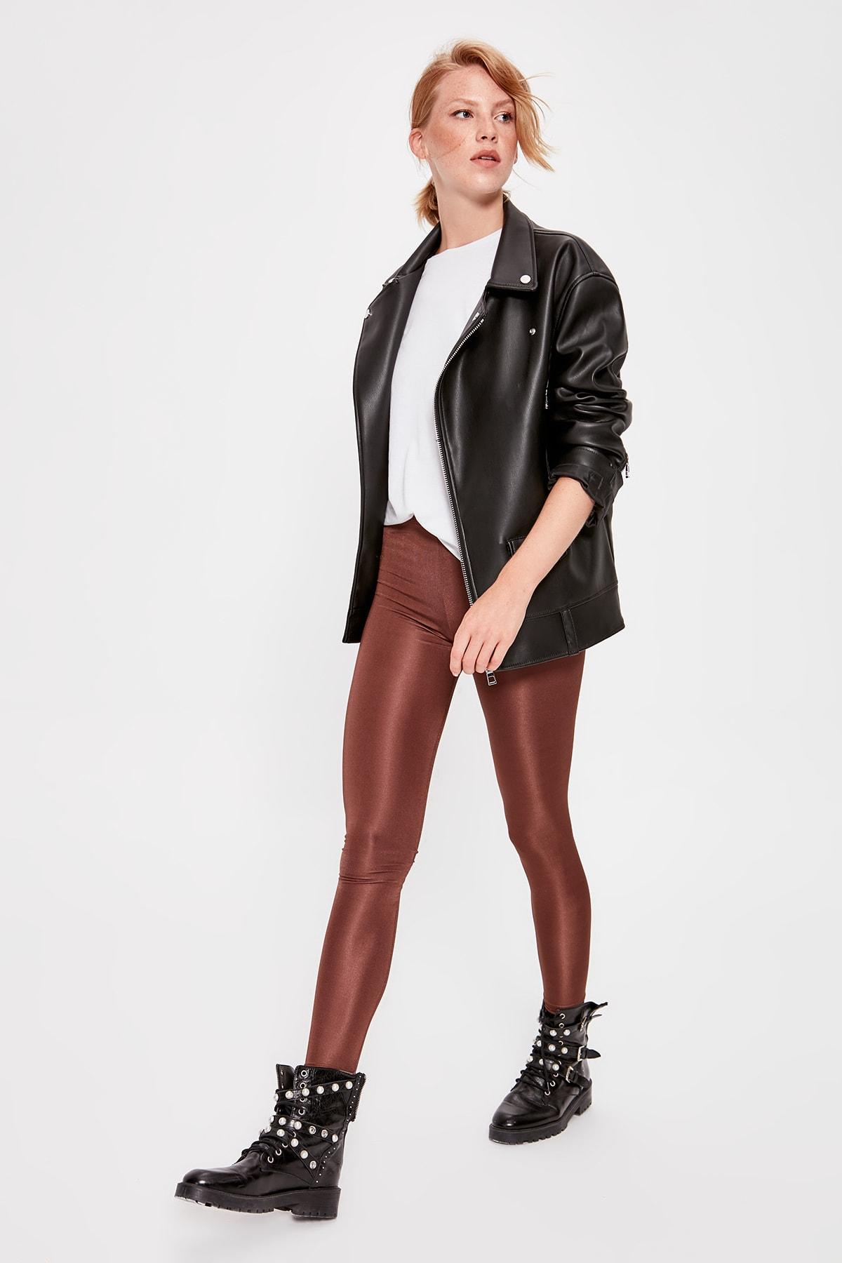 Trendyol Bruin Bright Disco Gebreide Leggings TWOAW20TA0053