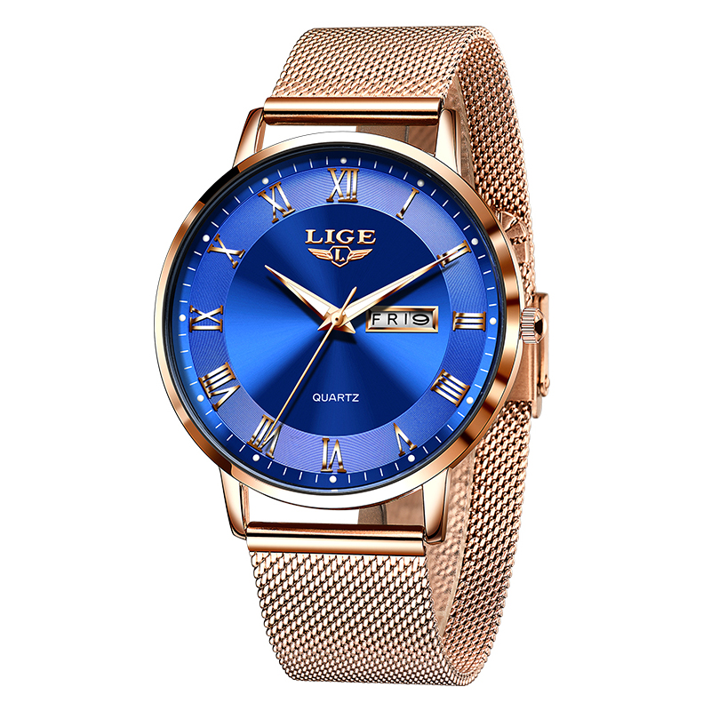 LUIK Top Merken Luxe Horloges Voor Mannen Casual Quartz Horloges Waterdicht Lichtgevende Datum Week Heren Horloge Reloj Hombre: Bronze