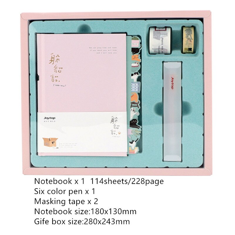 Peekaboo lille kat bullet journal box sæt kawaii papirvarer: Nb00014-1