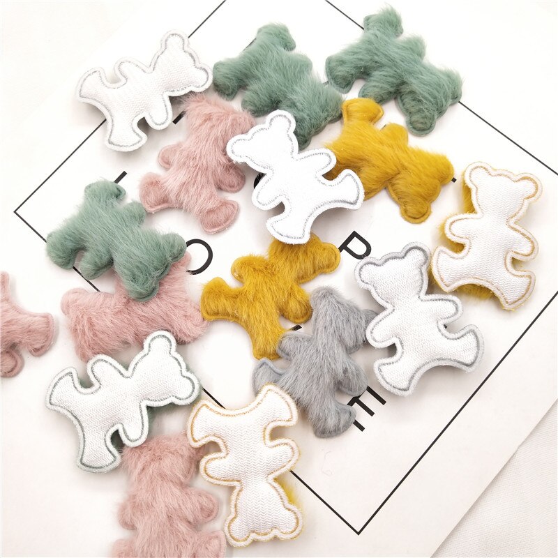 24 Stks/partij 3.5*4.5Cm Soft Furry Patches Beer Pad Applique Voor Ambachten Kleding Hoed Schoenen Decor Diy Hoofddeksels haar Clips Accessoires