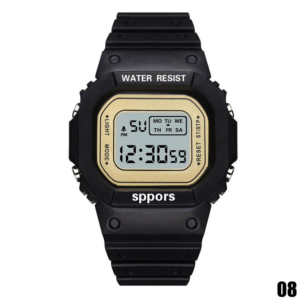 Reloj cuadrado informal para hombre y mujer, relojes deportivos digitales coloridos, para enamorados, Reloj de pulsera para niño y mujer: Dorado