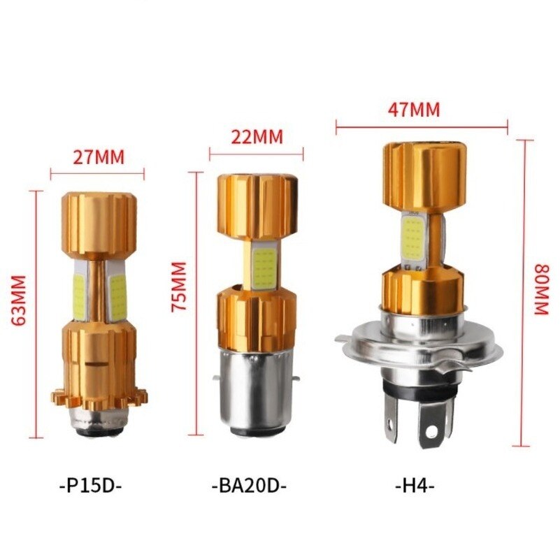 H4/P15D/BA20D 18W Led 3 Cob Motorfiets Koplamp Lamp 2000LM 6000K Hi/Lo Beam licht Motorfiets Lichten