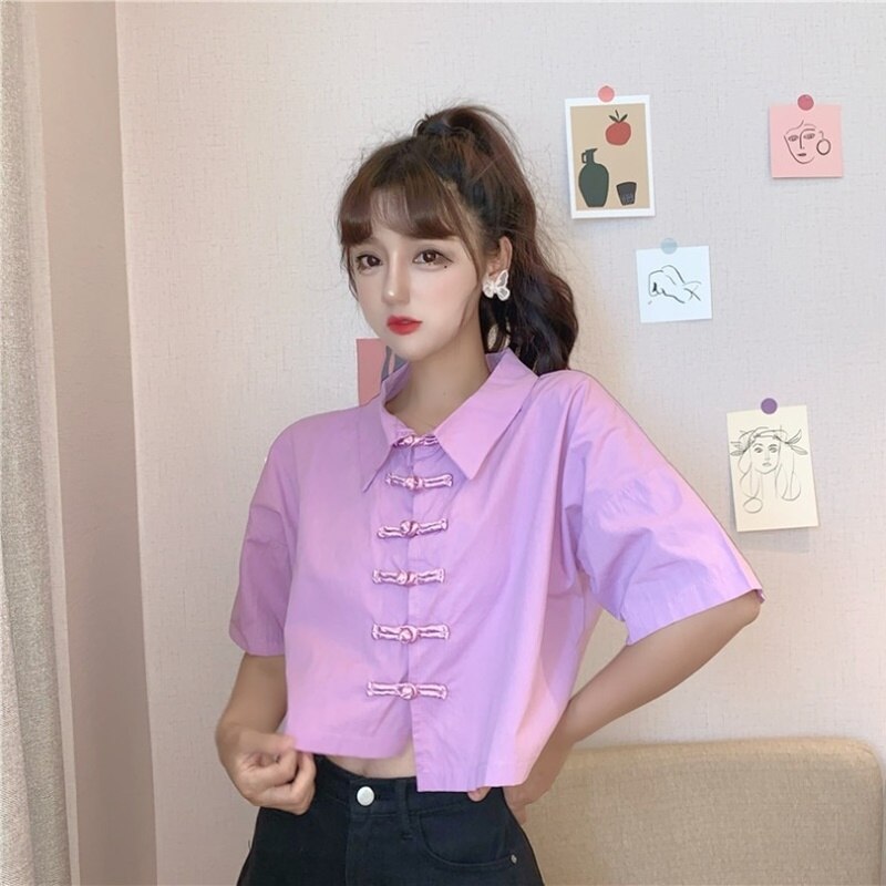 Ropa de estilo chino negro para mujer, ropa de calle asiática, Cheongsam, Top, traje Tang, camisas Vintage, camiseta Harakuju: 3 / L