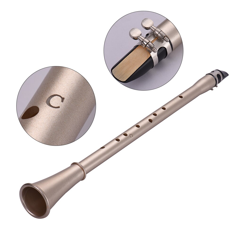 Mini clarinete saxo compacto Bb/C/Eb clarinete clave-saxofón Material ABS instrumento de viento para principiantes con bolsa de transporte