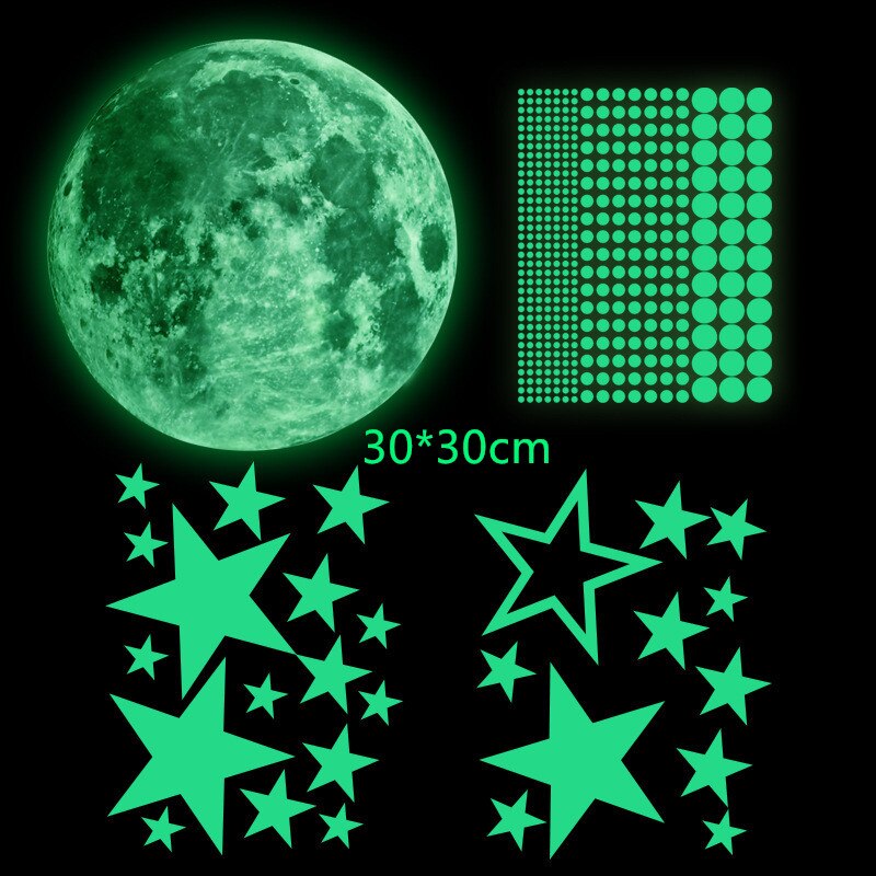 3D Lichtgevende Maan Ster Stippen Muursticker Glow In The Dark Night Muur Plafond Decals Muurschilderingen Stickers Thuis Slaapkamer Decoratie