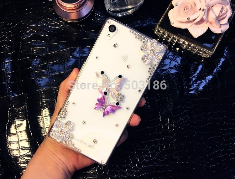 For Sony Xperia 5 8 10 Plus 1 XZ4 XA3 Z3 Z5 Compact L1 L2 L3 M5 E5 Xperia 10 II Rhinestone Flower case Diamond cover