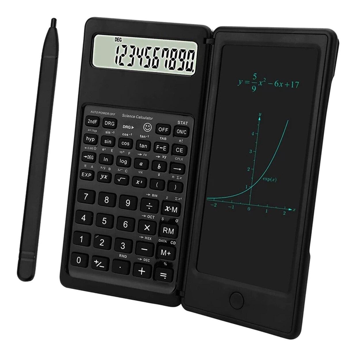 Calculator Foldable Calculator with Stylus Pen Board Erase Button Lock 10 Digits Display LCD Writing Tablet Digital Drawing Pad