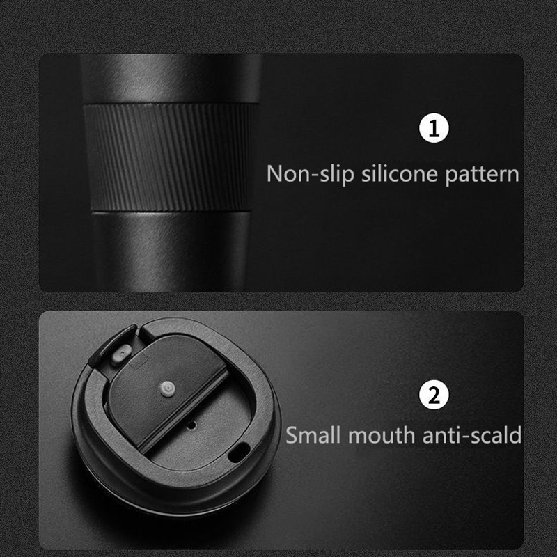 380ml/510ml Double-layer Stainless Steel Thermal Insulation Coffee Mug Car Travel Non-slip Thermos Office Mug High-end