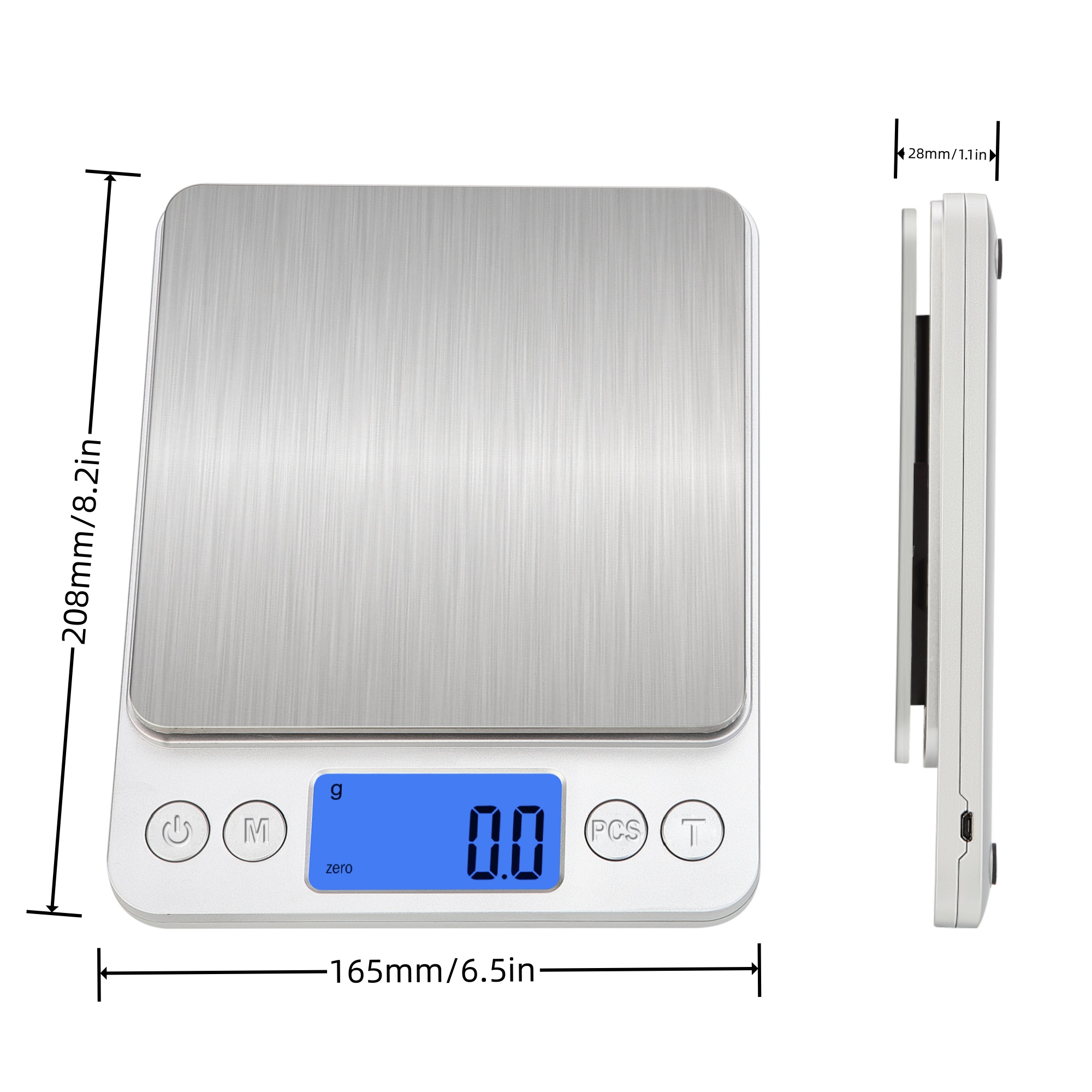 Rechargeable Stainless Steel Kitchen Scales,10kg Greater Food Balance,counting,Easy Tare,High Utility Rate,HD Backlit Screen