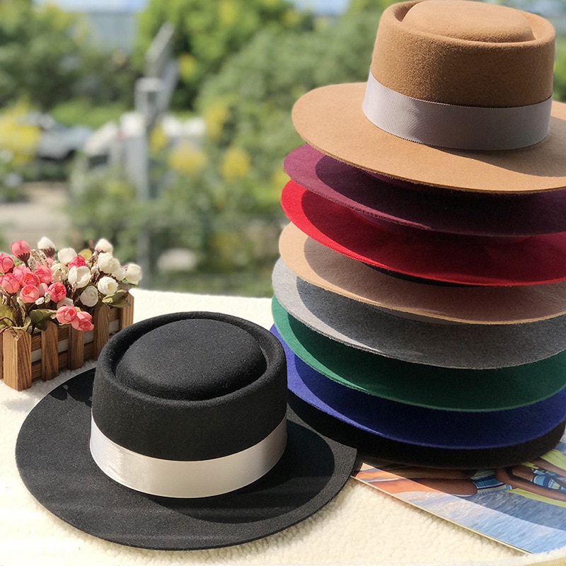 01911- fcm 368 britisk stil uldring flad fedoras kasket mænd kvinder panama jazzhat