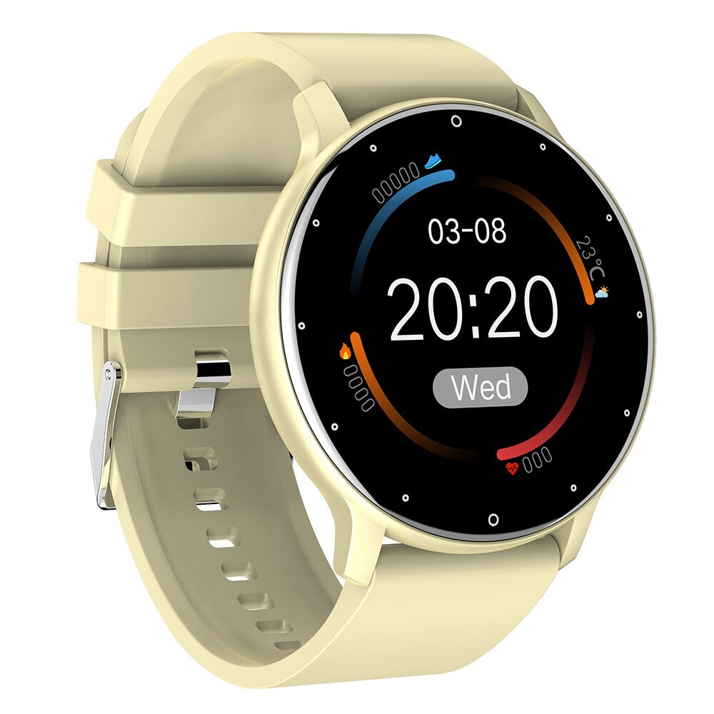 MEGIR Sport Uhr für Frauen Männer Herz Bewertung Blutdruck Fitness Tracker IP67 Wasserdicht Clever Uhren für iOS Android: ZL02-Gelb