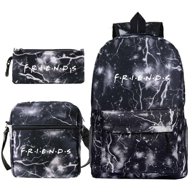 Mochila con estampado de TV Friends para Mujer, bolsa de viaje para ordenador portátil, escolar, para chicas adolescentes, 3 uds.: 4 / backpack