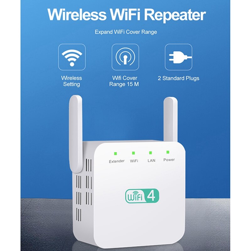 2X Draadloze Wifi Repeater Wifi Signaal Versterker Wifi Extender 300Mbps Wifi Booster Hz Wifi Ultraboost Repiter-Uk Plug