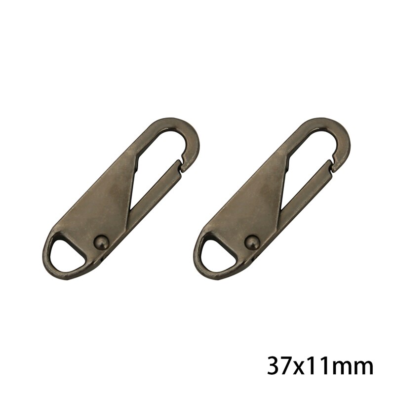 Kit de réparation de fermeture éclair en métal noir, 2 pièces, fermeture éclair éclair, extracteur pour curseur de fermeture éclair, bricolage, couture artisanale: 37x11mm Gun Metal 01