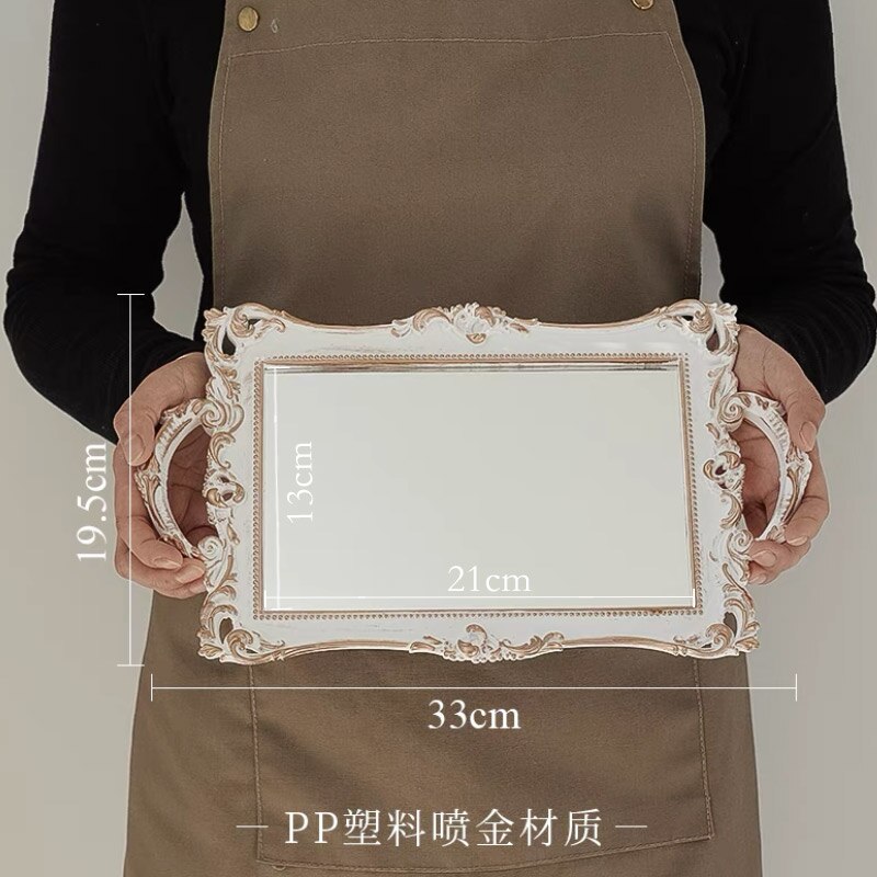 European Style Cake Stand Metal Dessert Wedding Fruit Candy Snack Cake Display Stand Afternoon Tea Plateau Tableware DG50TD: 33x19.5cm white