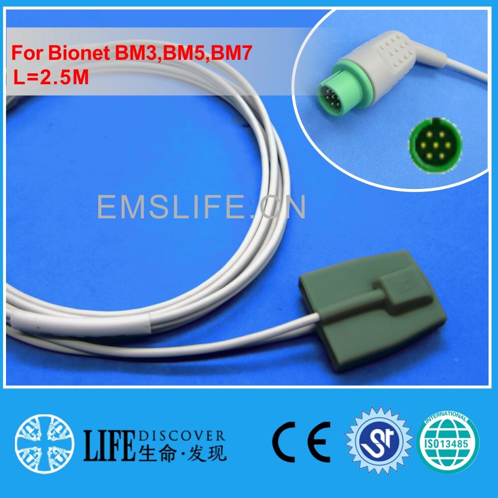 Lange kabel AWT volwassen vinger clip spo2 sensor Voor Bionet BM3, BM5, BM7: child silicone