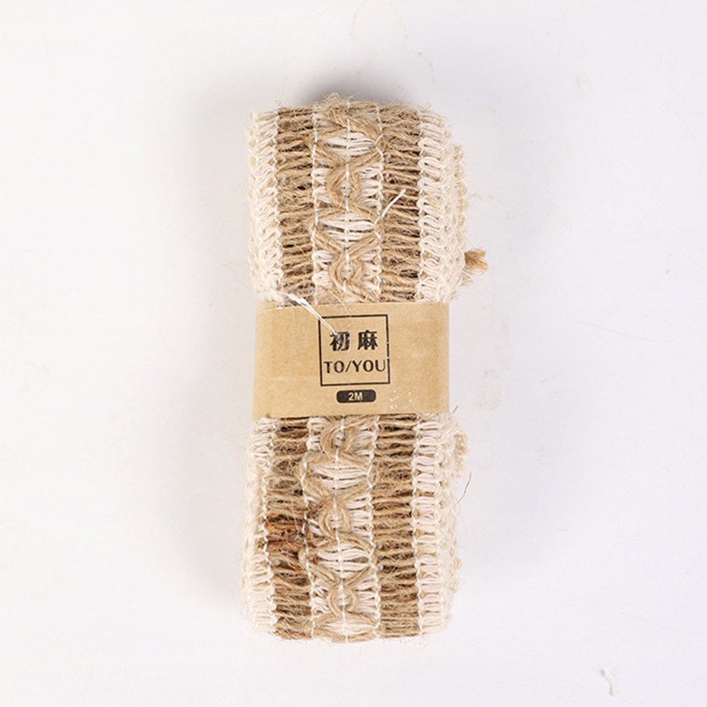 2 meter/rol natuurlijke kleur feest knutselen bruiloft lint inpaklint jute diy festival benodigdheden festival decoratie: A