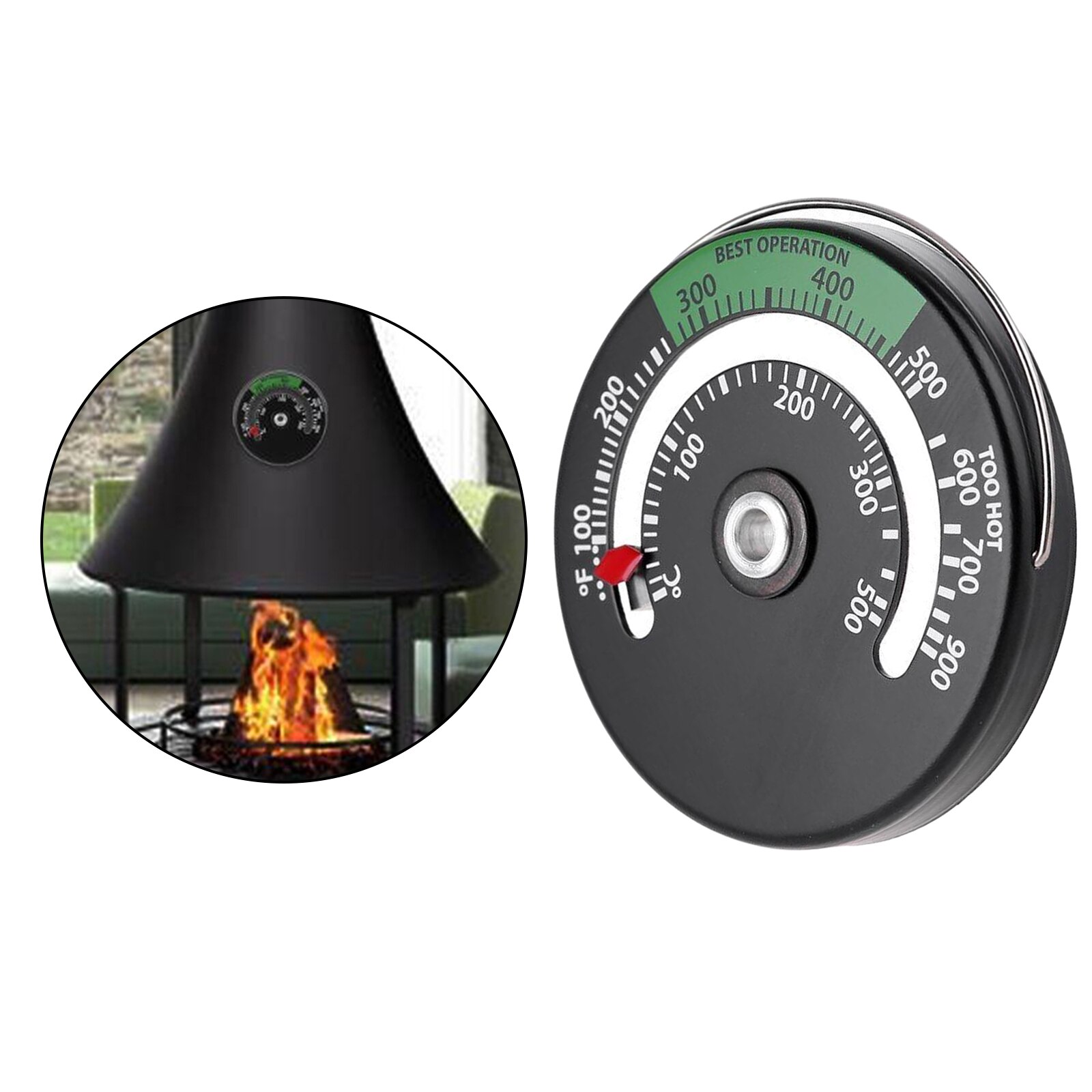 Magnetic Stove Flue Thermometer Wood Burning Temperature Gauge Stove F/C