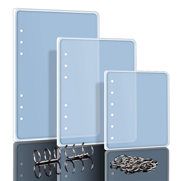DIY Resin Casting Molds for Notebook Cover A5 A6 A7-3Pcs Silicone Notebook Cover Clear Casting Epoxy Resin Molds with 2Pcs 3-Rin: Default Title