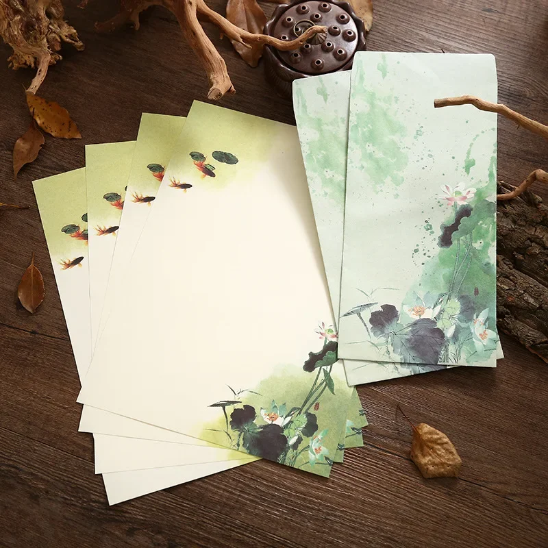 2/6 Stuks Vintage Enveloppen Met Letter Pads Ansichtkaart Bruiloft Uitnodiging Kaart Brief Papieren Omslag Kantoorbenodigdheden: Blauw