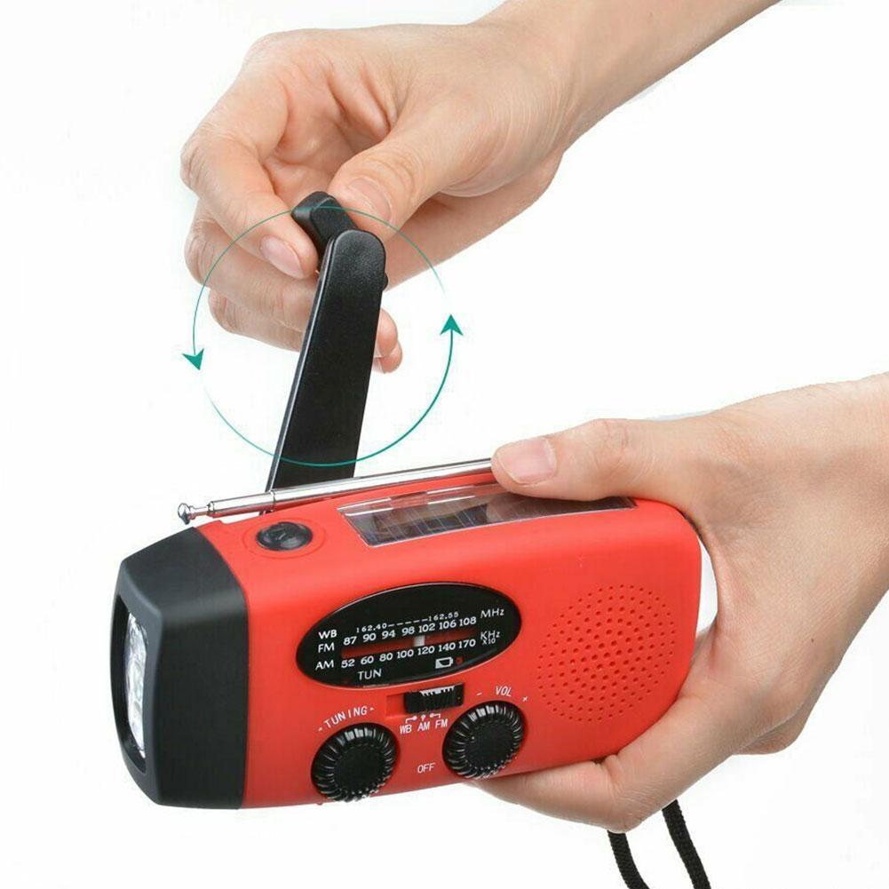 Outdoor Hand Radio Solar Crank Dynamo Self Powered AM/FM/NOAA Weather Radio Emergency Radio With LED Flashlight