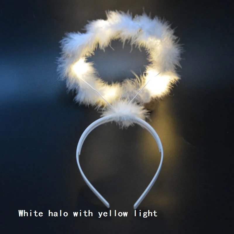 Home Light up Halo Headband Angel Wings Festive LED Glow Headband for Women and Girls Glow Party Supplies: Fluorescence Yellow