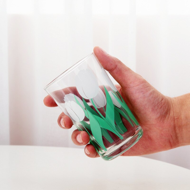 Verre à vin avec 7 motifs de fleurs, tulipe coréenne marguerite, tasse à jus de vin, impression de Rose Cosmos, gobelet , ensemble pour boisson, , 450ML