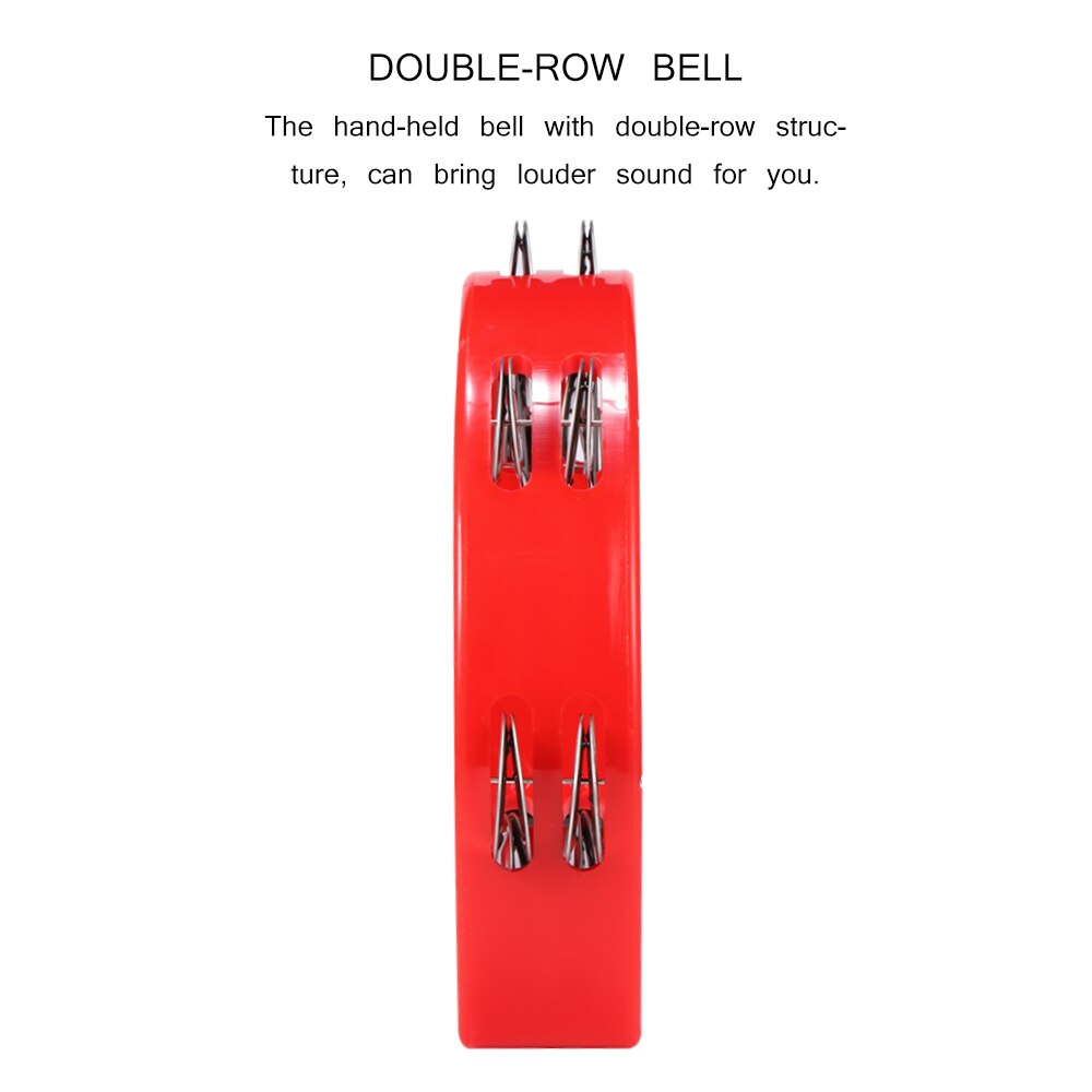 Plastic Hand-Held Percussion Instrument Tambourine Hand Drum Percussion Instrument Double Flower Drum Ring Rattle Four Colors