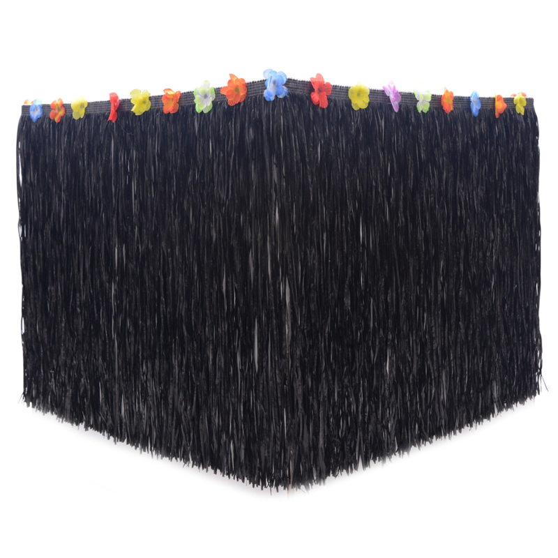 Table Skirt For Tropical Hawaiian Party Decorations Beach Party Decorations Supplies Adult's Kid's Birthday Table Cover Decor: Black