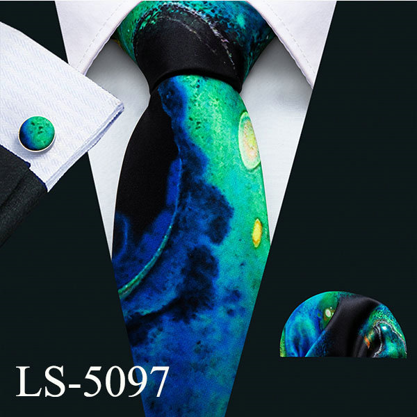 Men Necktie 100% Silk Mens Tie 7 Colors Print Ties For Men Wedding Barry.Wang Business Style Tie LS-07: LS-5097
