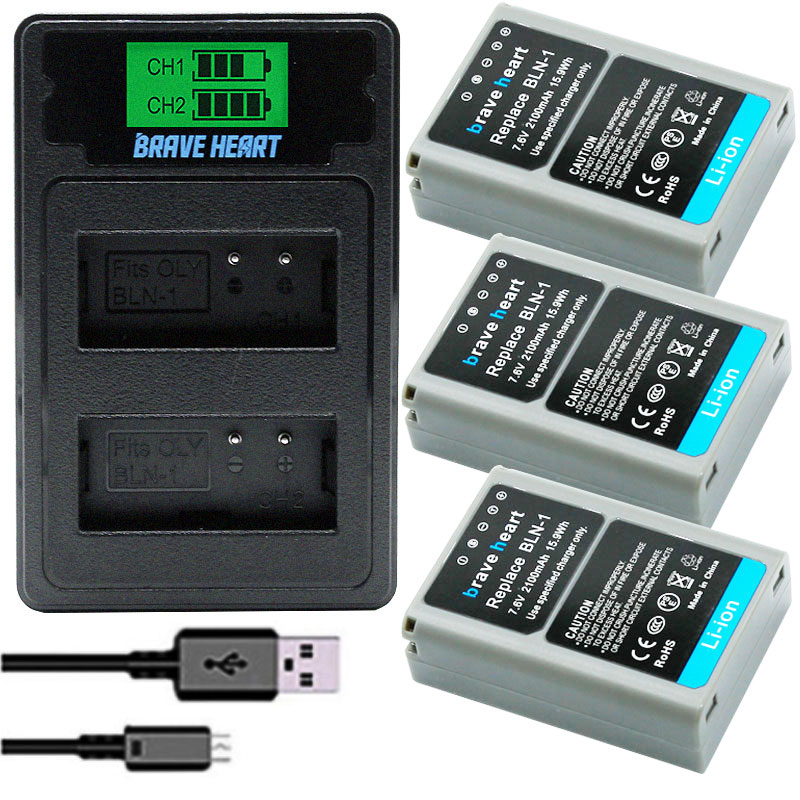 Bateria BLN-1 Ps BLN1 PS-BLN1 Batterij + TYPE-C Dual Lcd Usb Lader Voor Olympus E-M5 OM-D E-M1 E-P5 Camera Accessoires