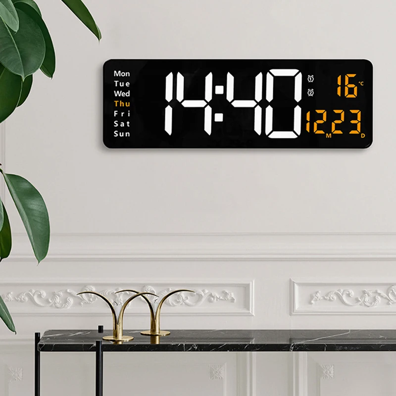 Xiaomi grande horloge murale électronique télécommande température Date mise hors tension mémoire horloge de Table murale double alarmes LED numérique