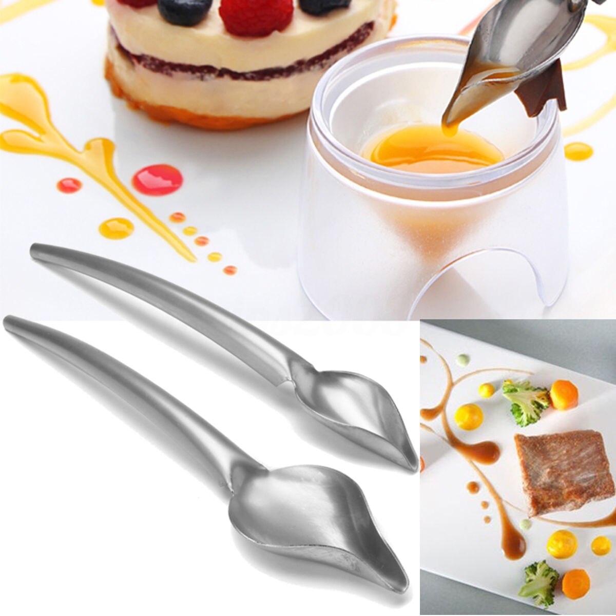 1 Pcs Deco Lepel Versieren Voedsel Draw Tool Saus Dressing Plaat Dessert Bakvormen Cake Maatlepels Gereedschappen