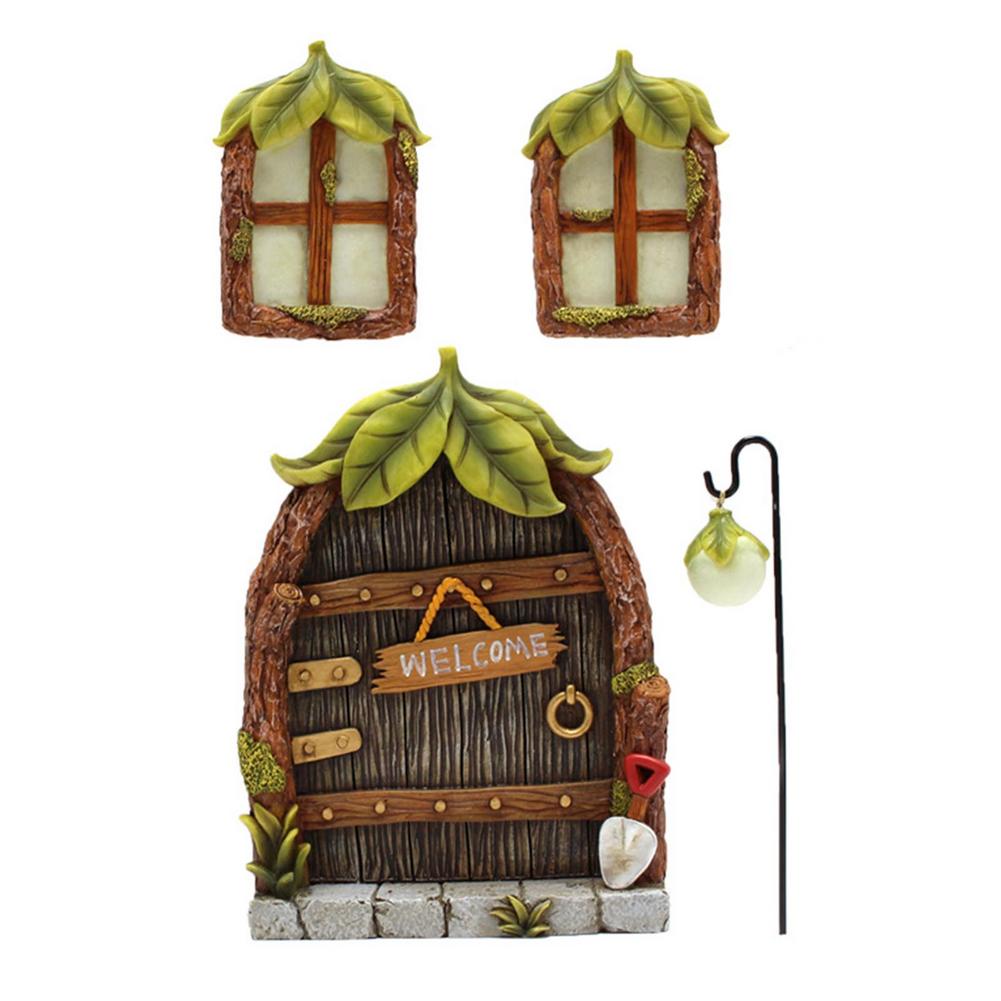 Outdoor Miniatuur Fairy Tuin Decor Fairy Deur En Raam Voor Boom Glow In The Dark Yard Art Sculptuur Decoratie Voor kinderkamer