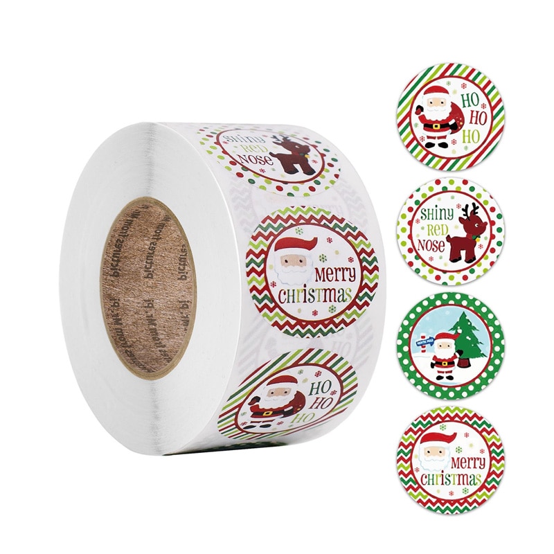 Merry Christmas DIY Handmade Sticker Package Thank You Label Sealing Stickers Party Festive Decor Supplies Children Adult