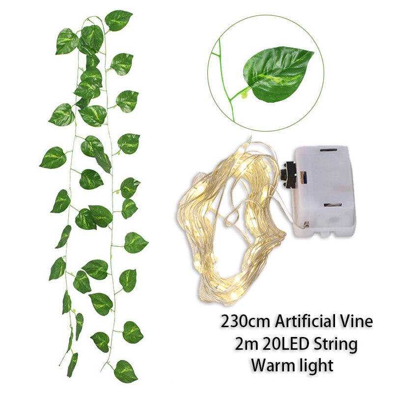 Led ljusslingor murgröna hem bröllop rum dekor konstgjord murgröna blad krans växter diy creeper vine juldekorationer 2022: Gröna dillblad