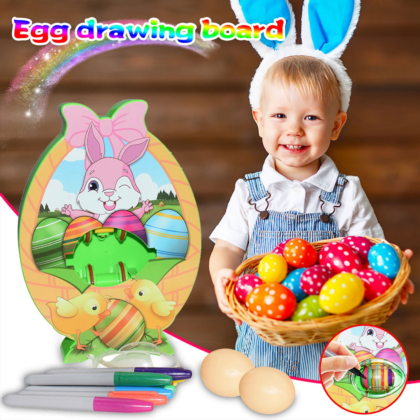 Educational Rabbit Eggs Toy Reliever Board DIY Painting Colorful Rabbit Eggs Toy Children's Easter Eggs Educational Toy