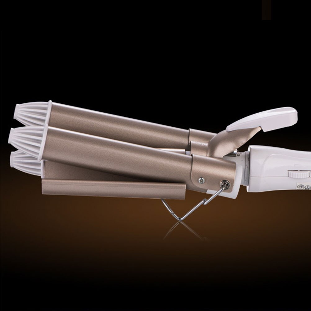 Outils de cheveux friser grand trois-Stick bigoudi oeuf rouleau tête 3 Tube en céramique fer à friser Salon usage domestique avec prise ue (doré 25mm)