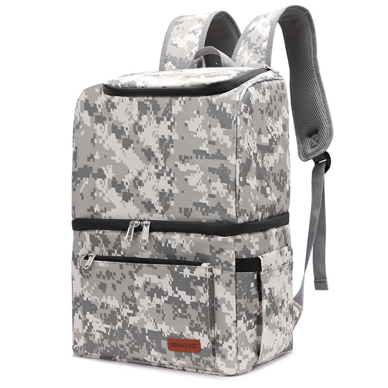 DENUONISS borsa termica zaino morbido grande doppio strato borsa termica isolata per alimenti borsa frigo birra vino borsa da Picnic: Gray Camouflage