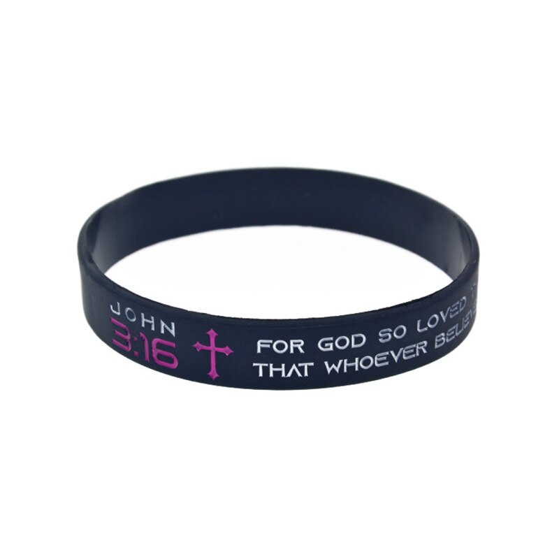 OBH 50PCS John 3 16 God So Love The World That He Gave His One and Only Son Silicone Wristband