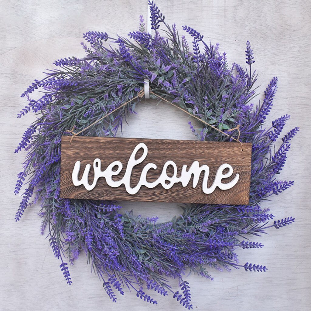 Lavender Wreath DIY Thanksgiving Day Artificial Flowers Welcome Sign Garland Furniture Decoration For Home Door