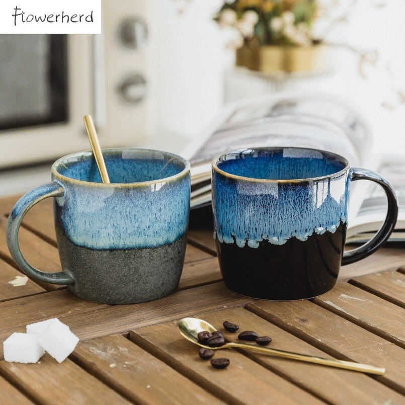 Tasse à café en céramique avec couvercle, Vintage, pour le petit déjeuner, lait, avoine, porcelaine, poterie, service à café