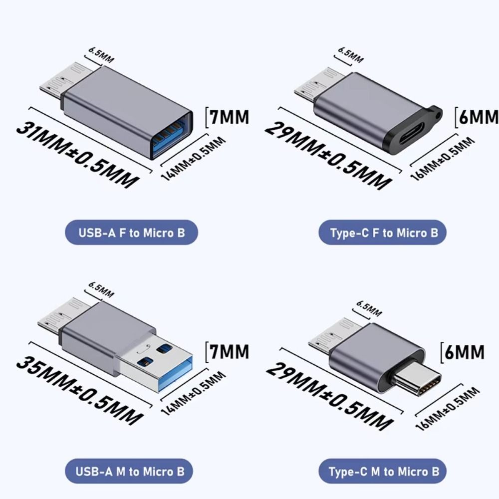 USB3.0 Micro B Adapter High Speed Data Transfer Type C Female Adapter Compact Male To Type C Type-C USB3.0 Micro B Connector