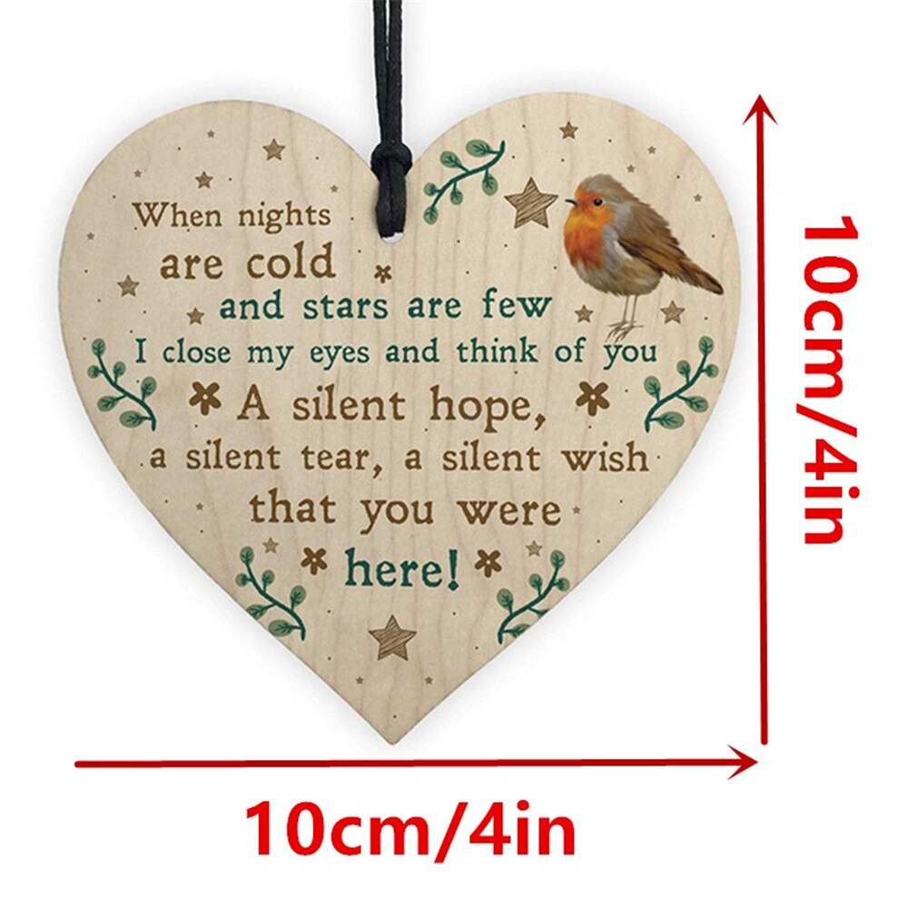 Robin Plaque Memorial Bauble Wooden Heart Keepsake In Memory Of Deceased Ornaments Sign Christmas