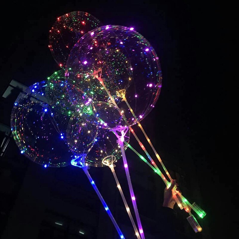 20 tums handtag led ballong lysande genomskinlig helium bobo ballonger bröllop födelsedagsfest dekorationer barn led ljus ballong